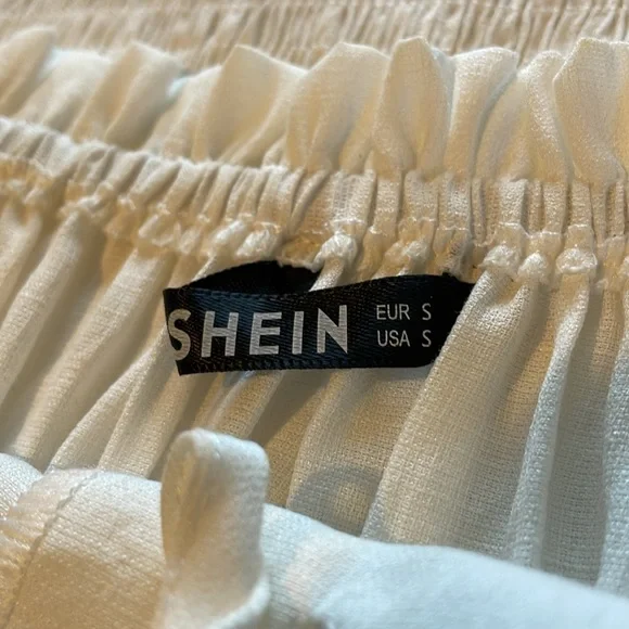 SHEIN White Tight Fit Mini Dress with Poofy Off-Shoulder Short Sleeves, size S - Picture 8 of 11